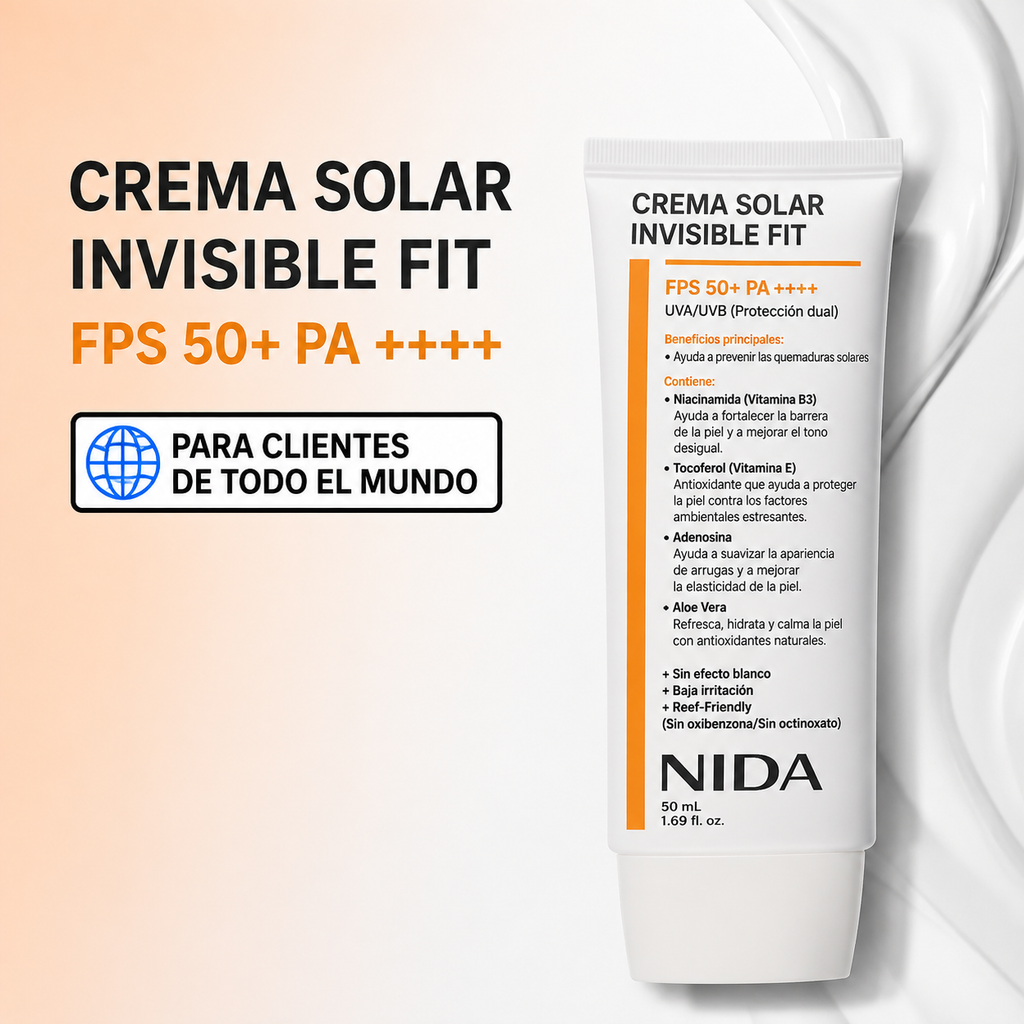 2X1 | NIDA®  Protector Solar Coreano  SPF50+ | Invisible Fit