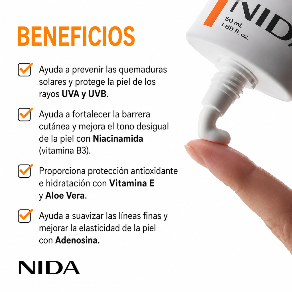 2X1 | NIDA®  Protector Solar Coreano  SPF50+ | Invisible Fit