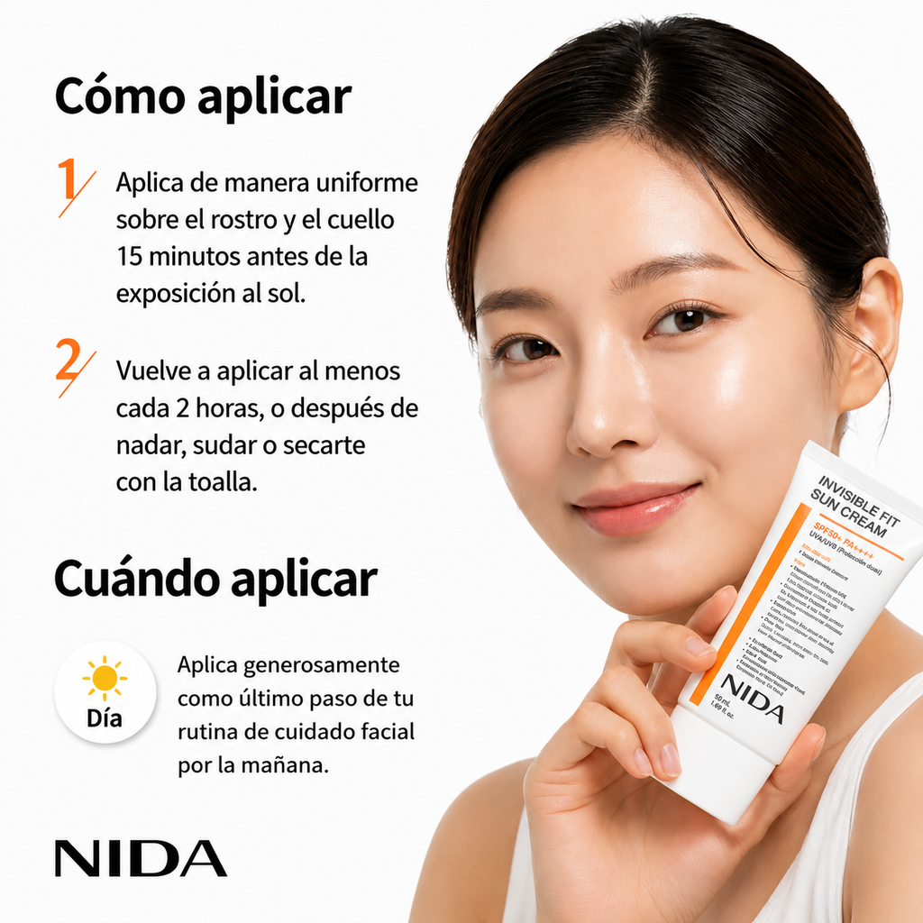 2X1 | NIDA®  Protector Solar Coreano  SPF50+ | Invisible Fit